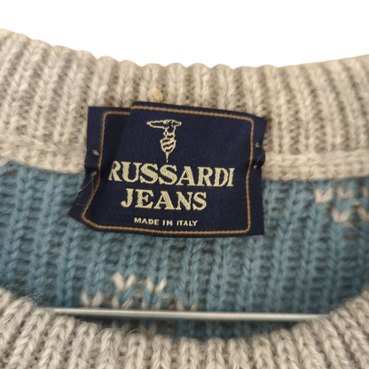 Vintage Russardi Jeans Fair Isle Pattern Wool Sweater - Made in Italy