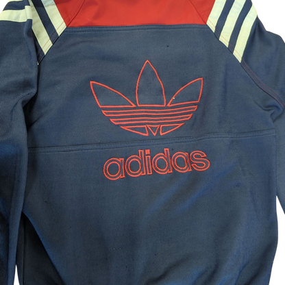 Adidas Vintage Track Jacket - Navy with Red and White Stripes - Size 170
