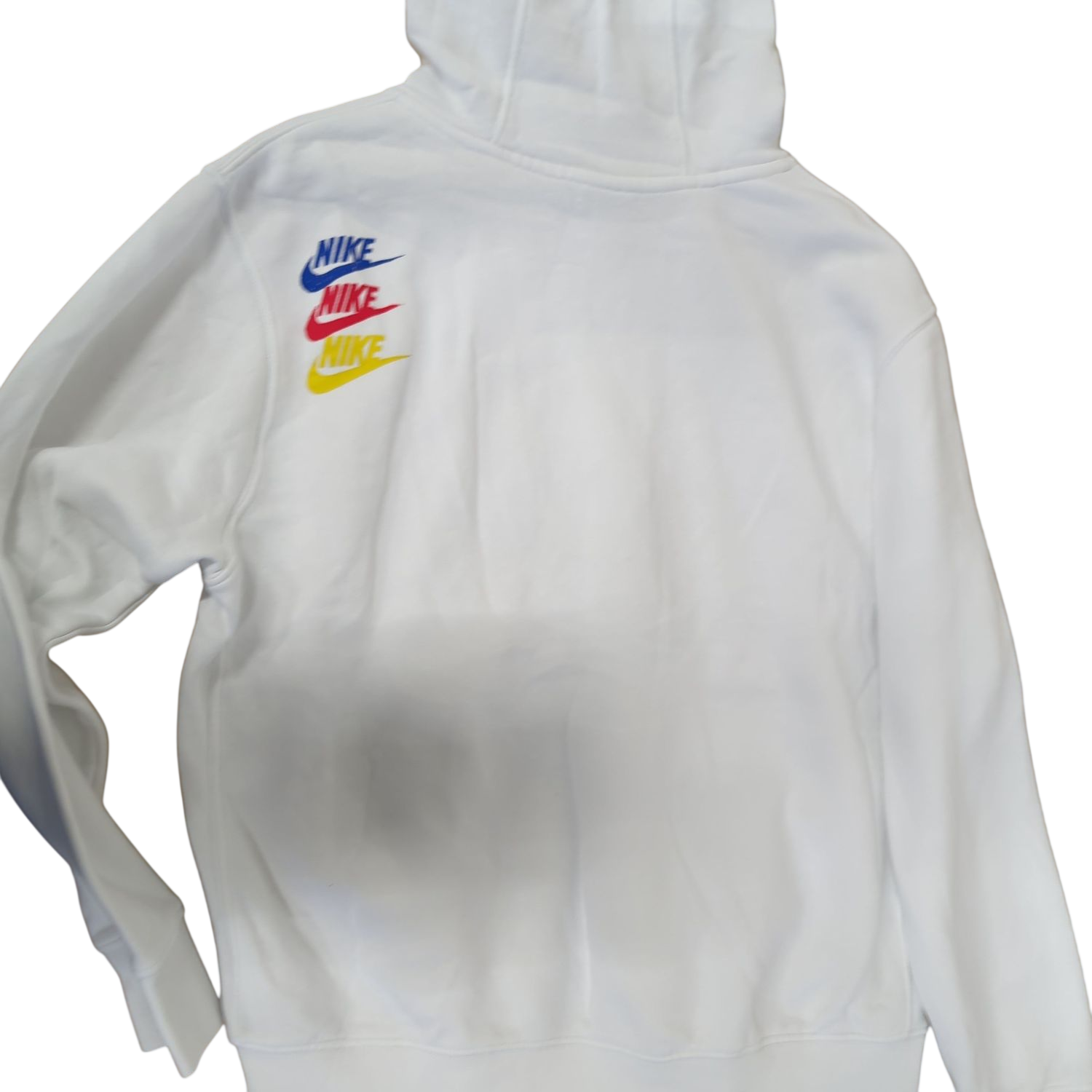 Nike White Windbreaker Jacket with Colorful Logo - Size M