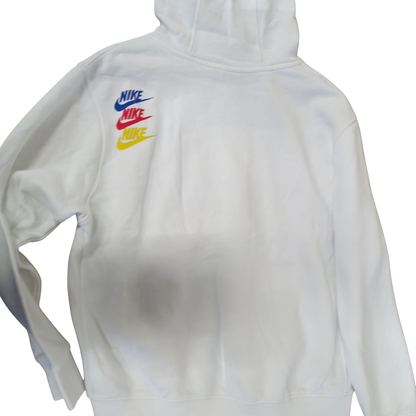 Nike White Windbreaker Jacket with Colorful Logo - Size M