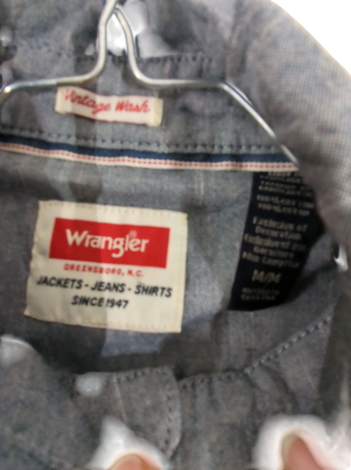 Wrangler Grey Chambray Button-Down Shirt - Classic Fit