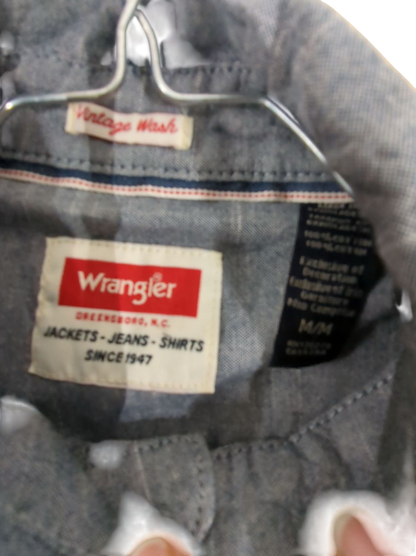Wrangler Grey Chambray Button-Down Shirt - Classic Fit