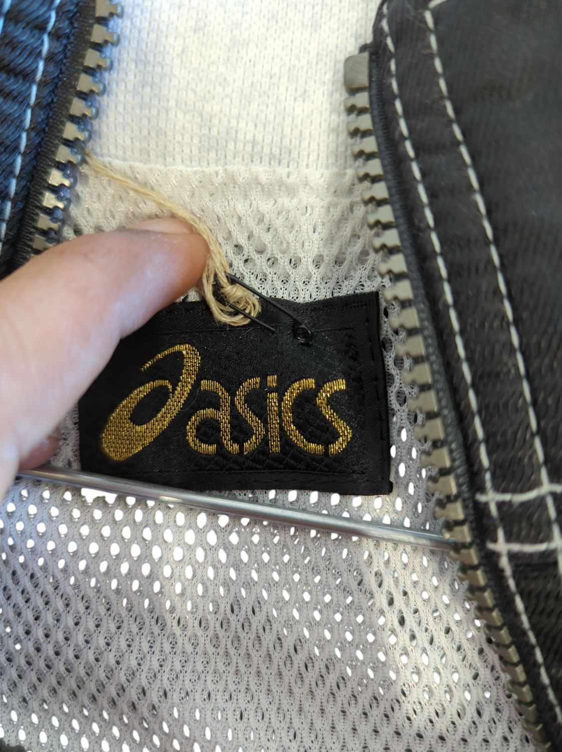 Vintage Asics Black and White Windbreaker Jacket with Half-Zip