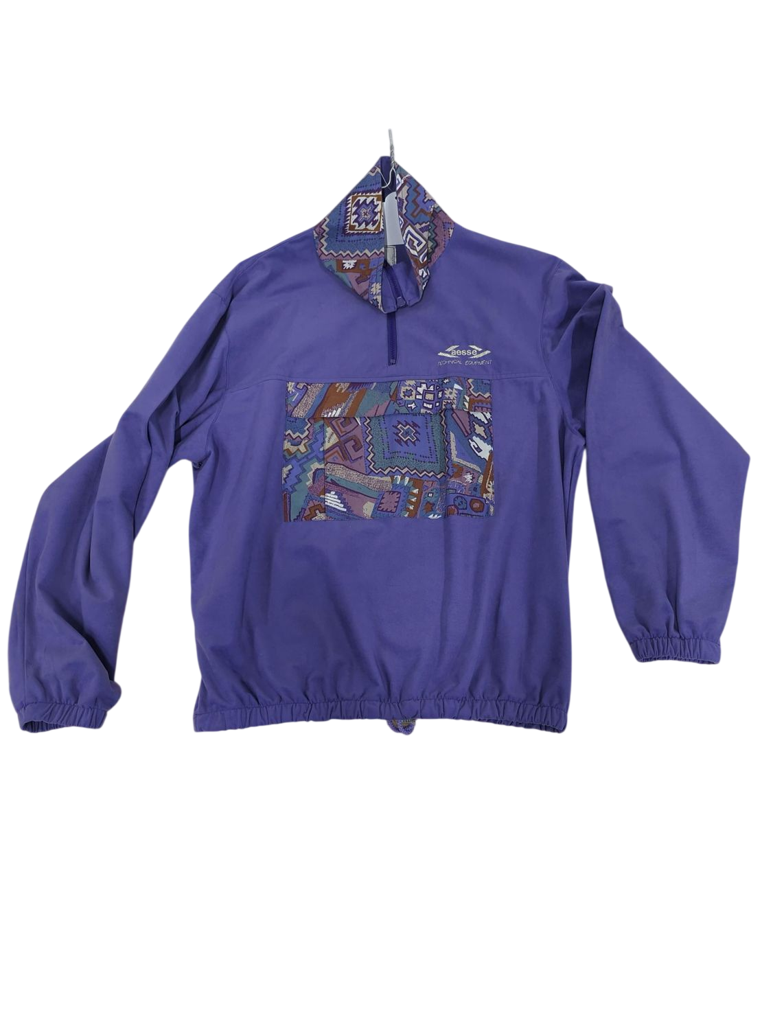 Vintage Purple Aesse Italian Button-Down Shirt with Patterned Collar - Size M