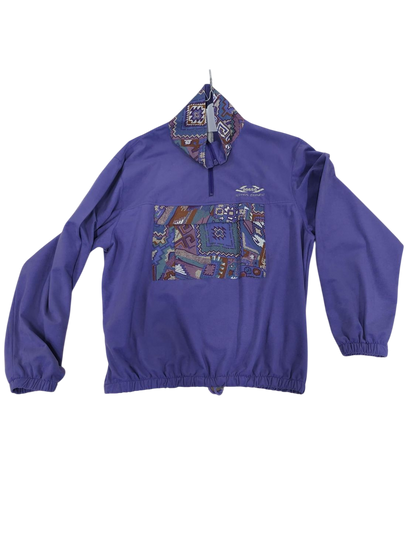 Vintage Purple Aesse Italian Button-Down Shirt with Patterned Collar - Size M