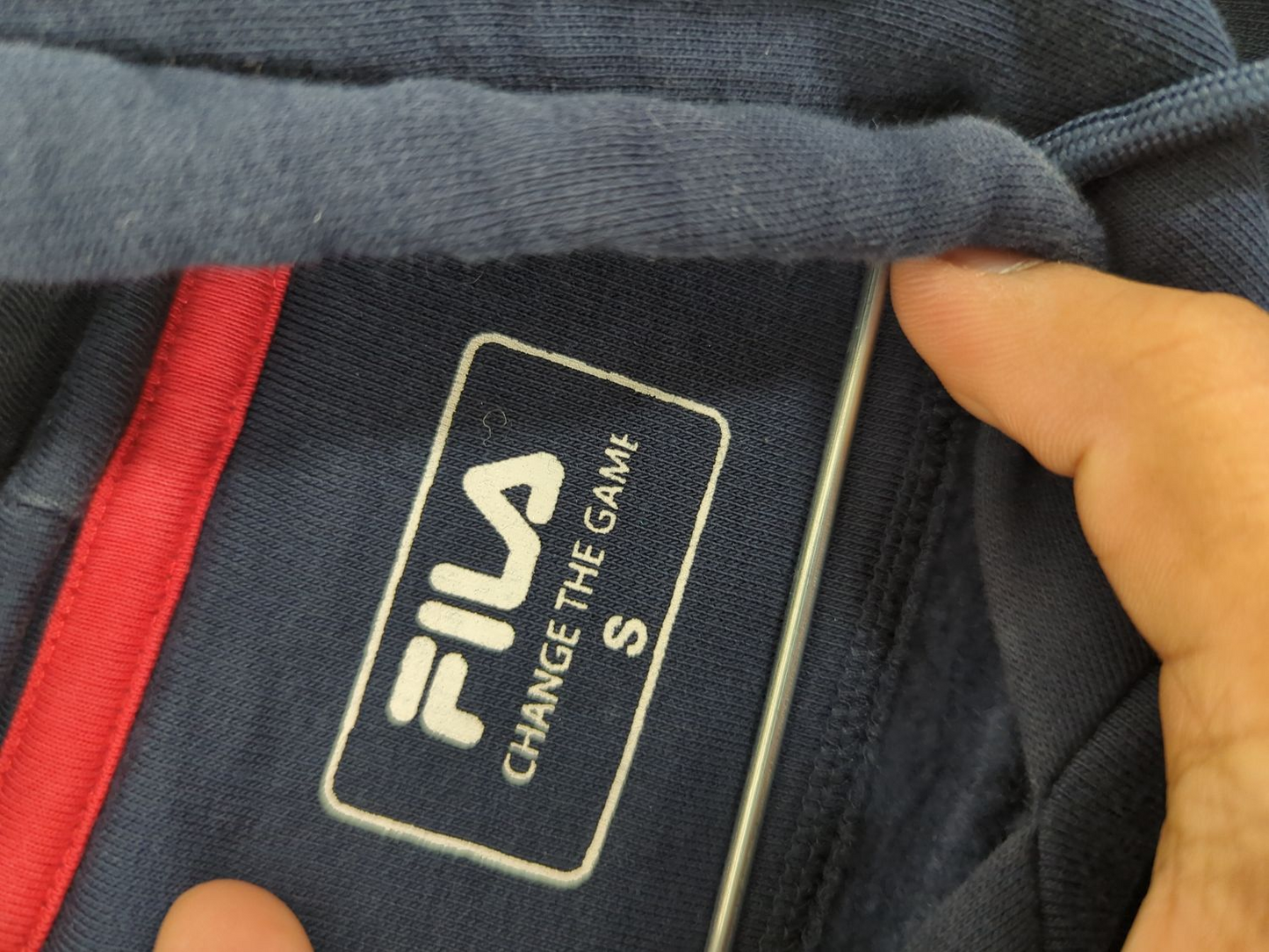 FILA Navy Blue Hoodie with Logo - Size S