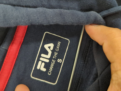 FILA Navy Blue Hoodie with Logo - Size S