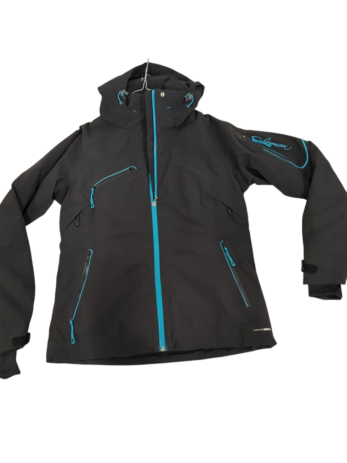 Salomon Black Windbreaker Jacket with Blue Accents - Size L