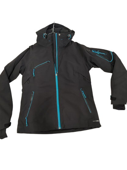 Salomon Black Windbreaker Jacket with Blue Accents - Size L