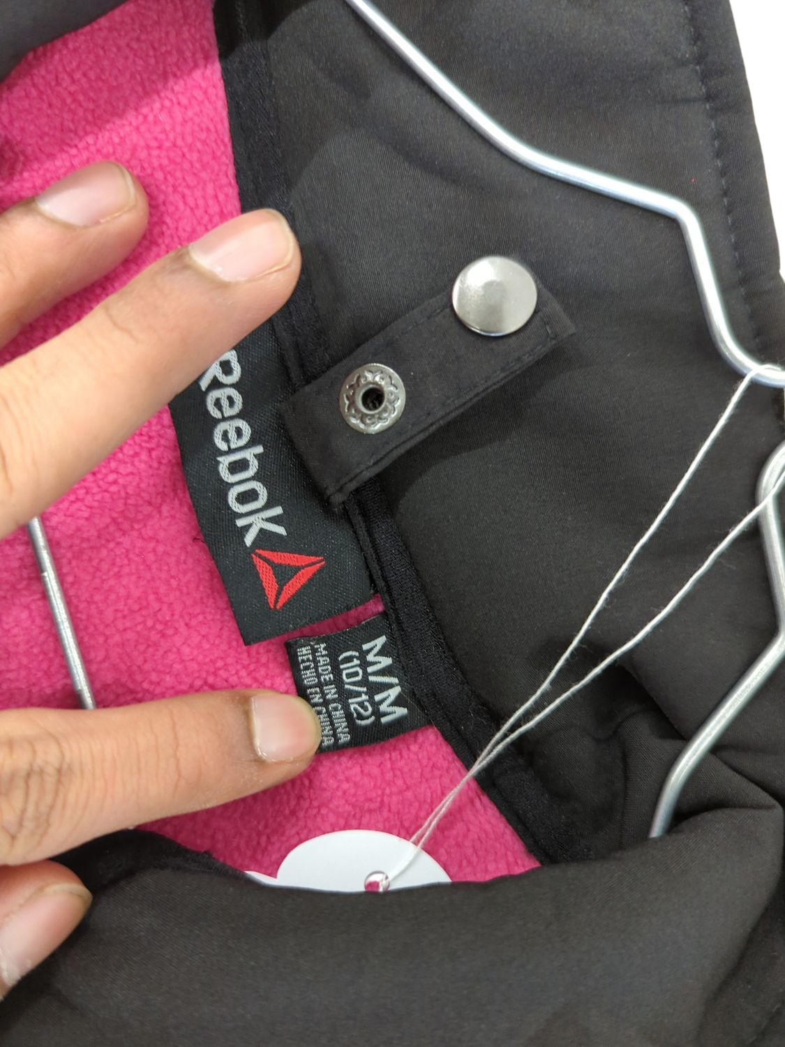 Reebok Black Windbreaker Jacket with Pink Accents - Women's Size M