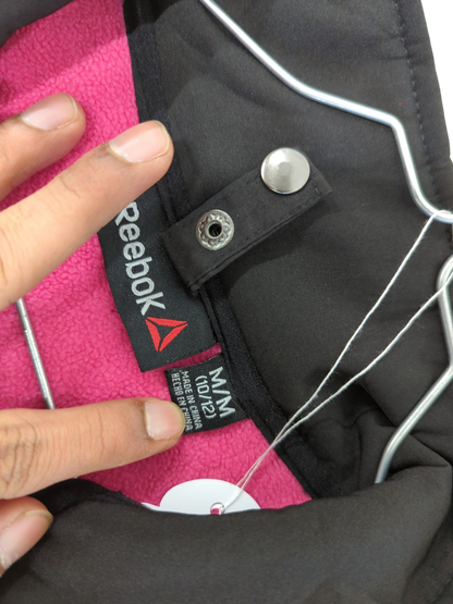 Reebok Black Windbreaker Jacket with Pink Accents - Women's Size M