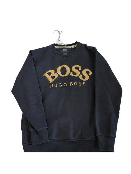 Hugo Boss Black Sweatshirt with Gold Logo - Size 2XL