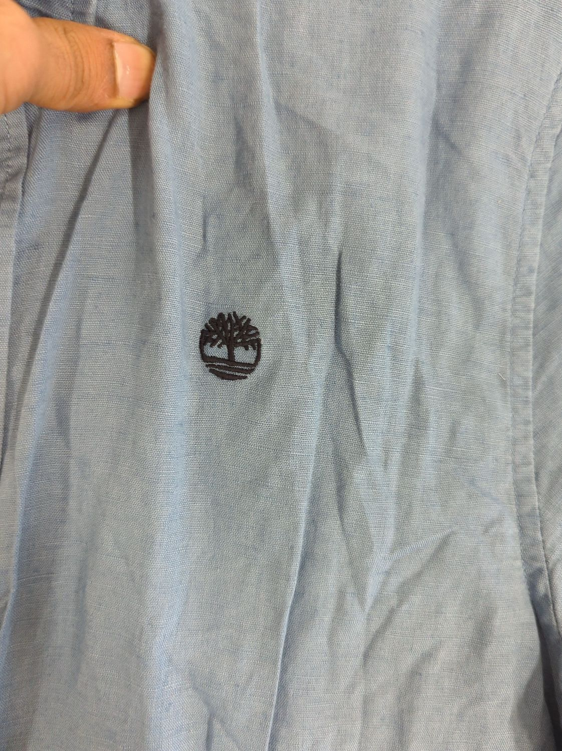 Timberland Blue Short Sleeve Button-Down Shirt - Size M