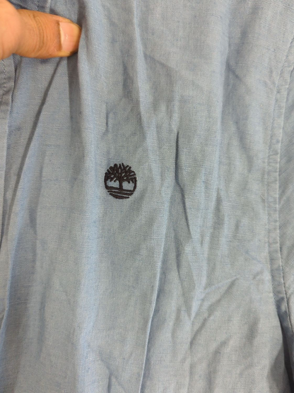 Timberland Blue Short Sleeve Button-Down Shirt - Size M