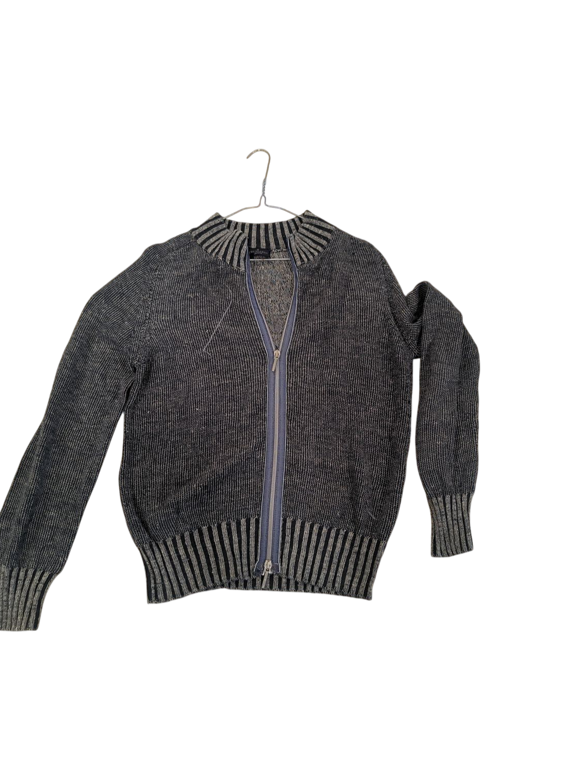 Trussardi Jeans Grey Knit Sweater - Ribbed Cuffs & Hem