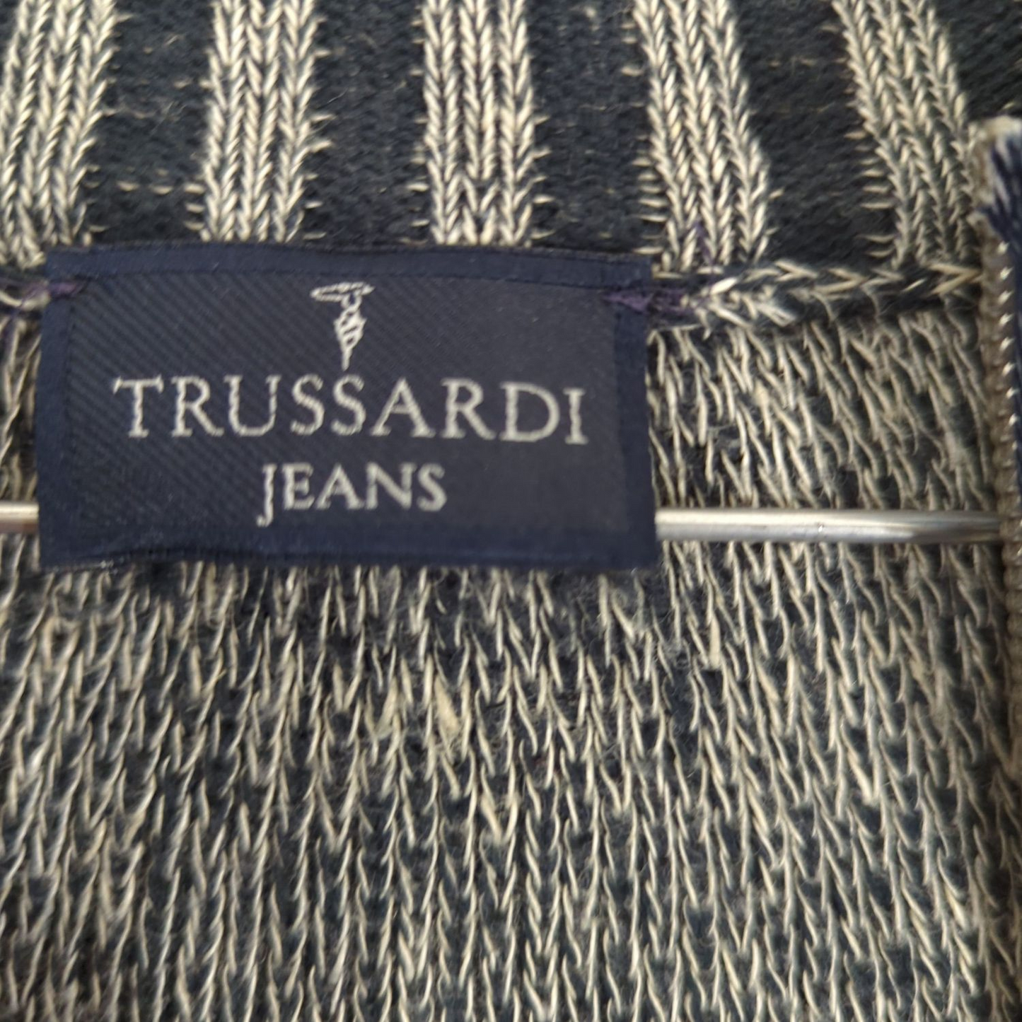 Trussardi Jeans Grey Knit Sweater - Ribbed Cuffs & Hem