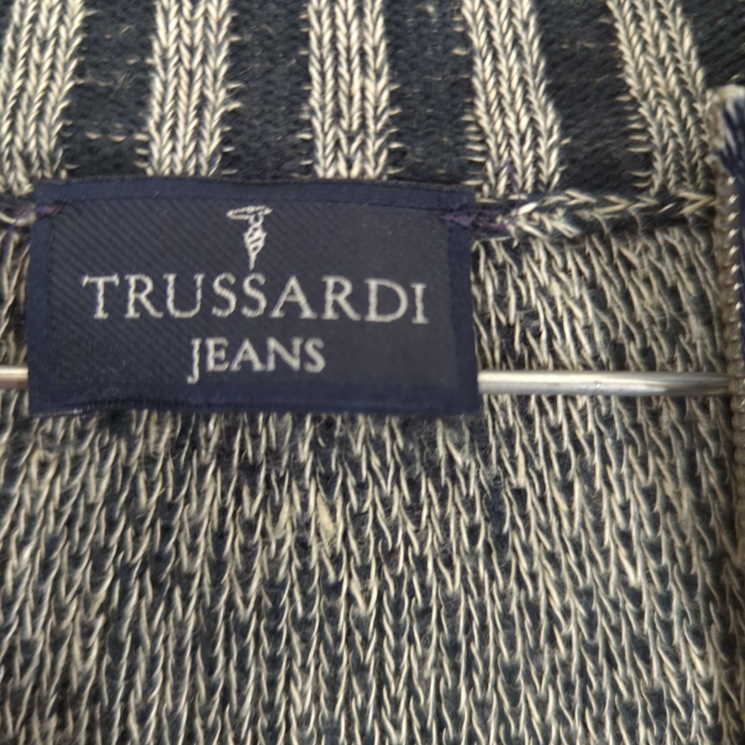 Trussardi Jeans Grey Knit Sweater - Ribbed Cuffs & Hem