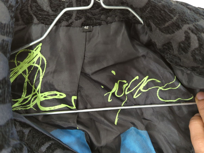 Black Floral Velvet Blazer Jacket with Decorative Lining