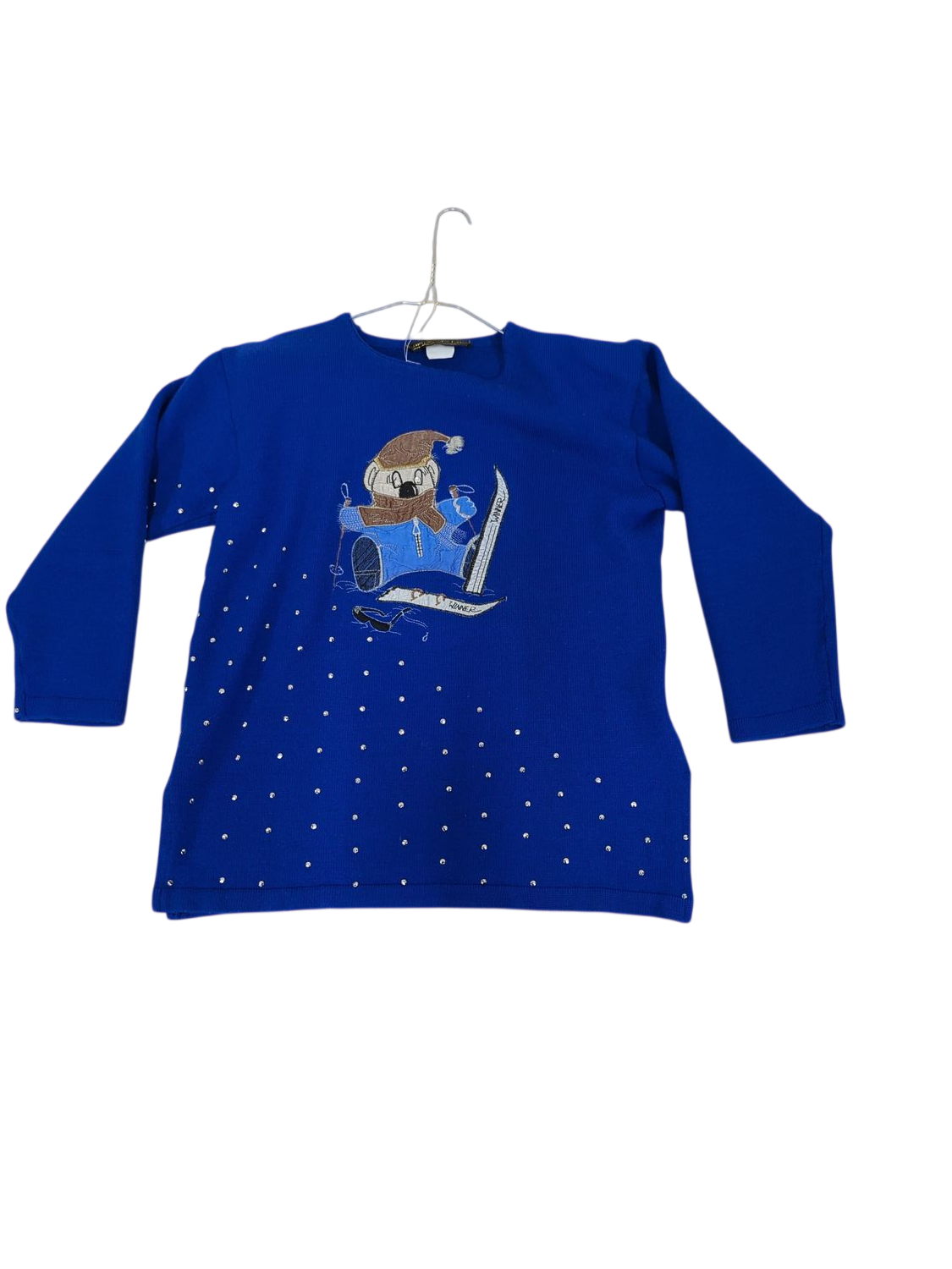 La Perla Blue Embroidered T-shirt with Rhinestone Detail