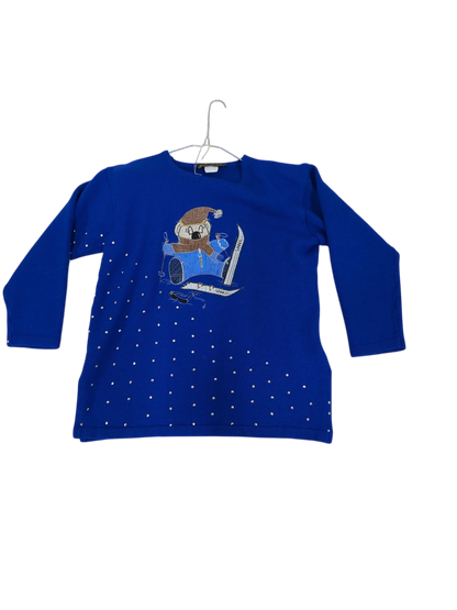 La Perla Blue Embroidered T-shirt with Rhinestone Detail