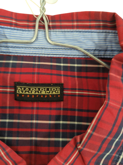 Napapijri Red Plaid Button-Down Shirt - Long Sleeve