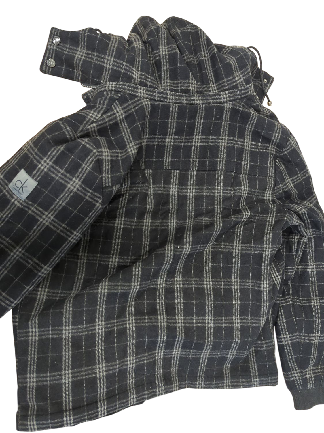 Calvin Klein Black Plaid Wool Blend Jacket - Size M