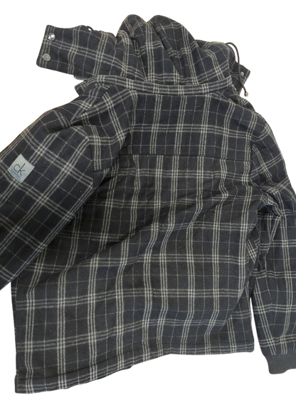 Calvin Klein Black Plaid Wool Blend Jacket - Size M