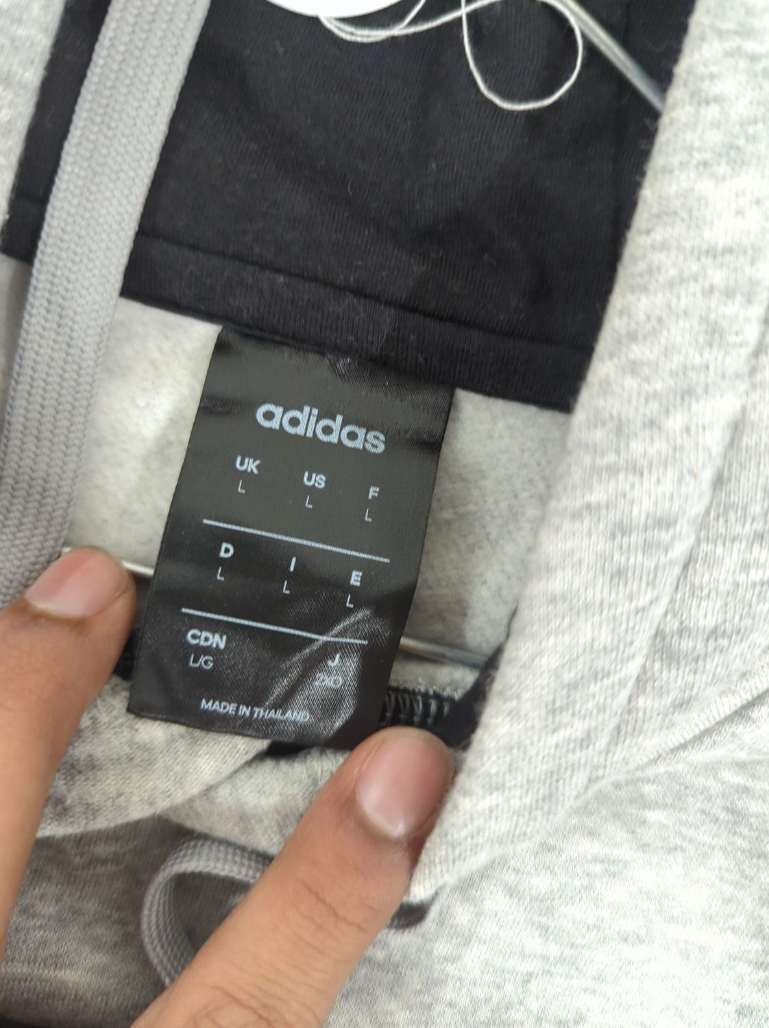 Adidas Black and Grey Hoodie - Size L