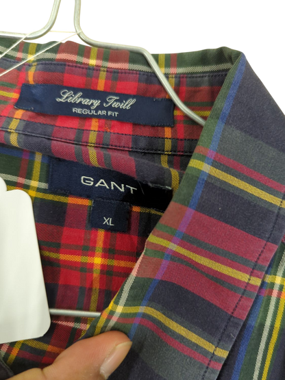 GANT Library Twill Regular Fit Plaid Button-Down Shirt - Size XL