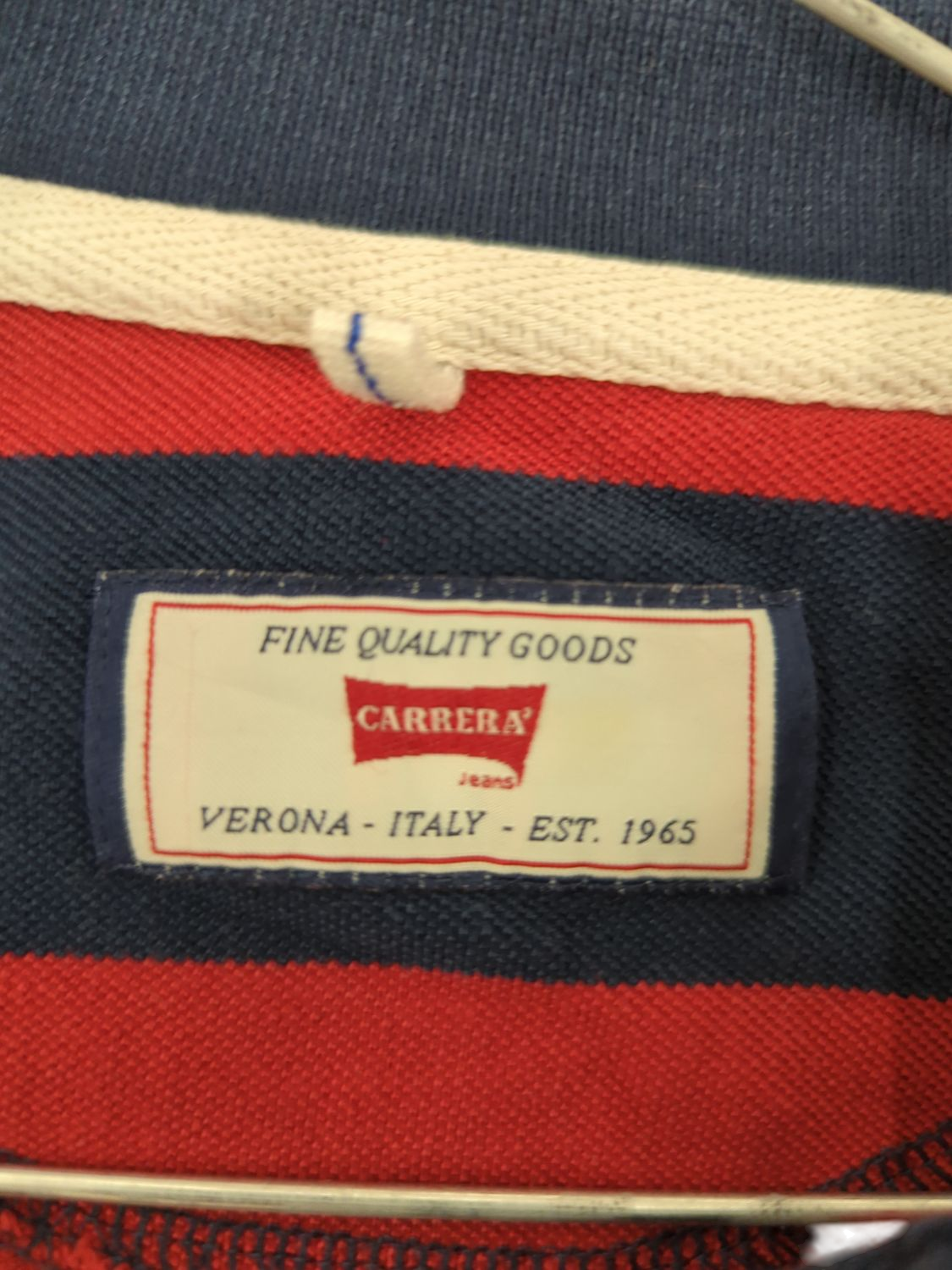 Carrera Men's Striped Polo Shirt - Red & Navy - Size M - Made in Italy