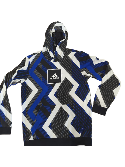 Adidas Chevron Pattern Hoodie - Blue/Black/White - Size M