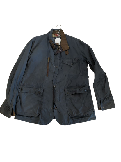 Barbour Navy Windbreaker Jacket with Classic Tartan Lining