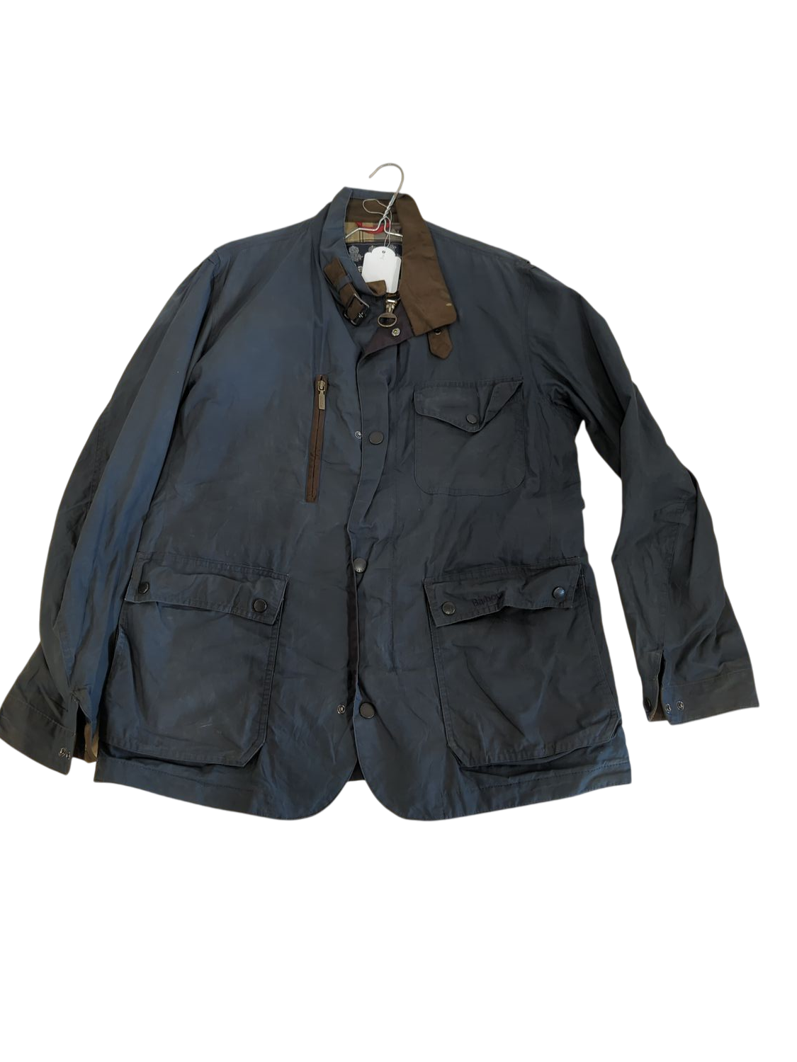 Barbour Navy Windbreaker Jacket with Classic Tartan Lining