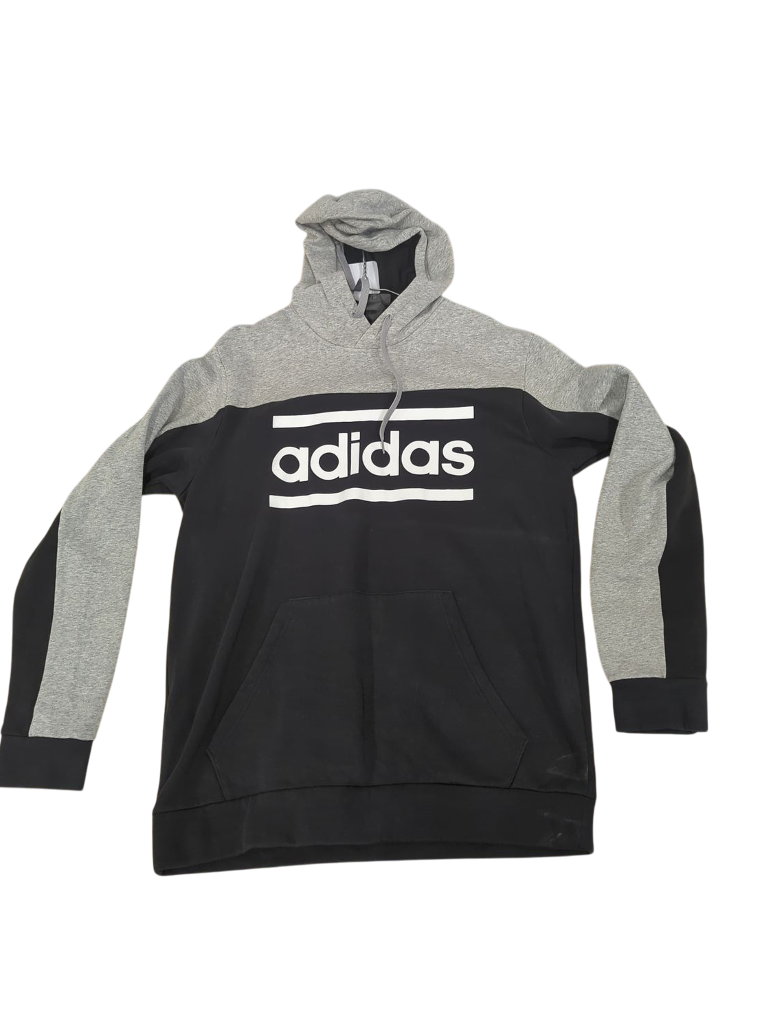 Adidas Black and Grey Hoodie - Size L
