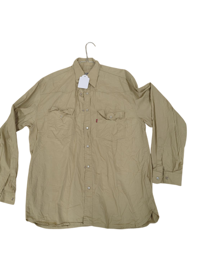 Levi's Beige Button-Down Shirt - Casual Long Sleeve Cotton Shirt