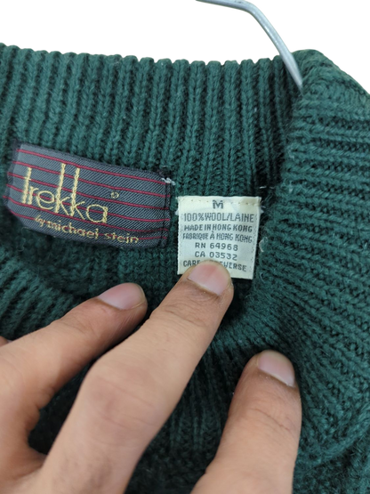 Hekla 100% Wool Green Textured Sweater - Size M