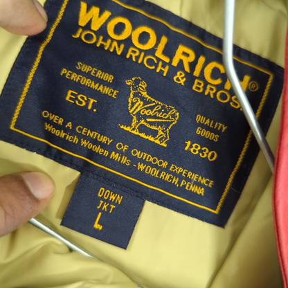 Woolrich Red Down Parka with Fur Hood - Size L