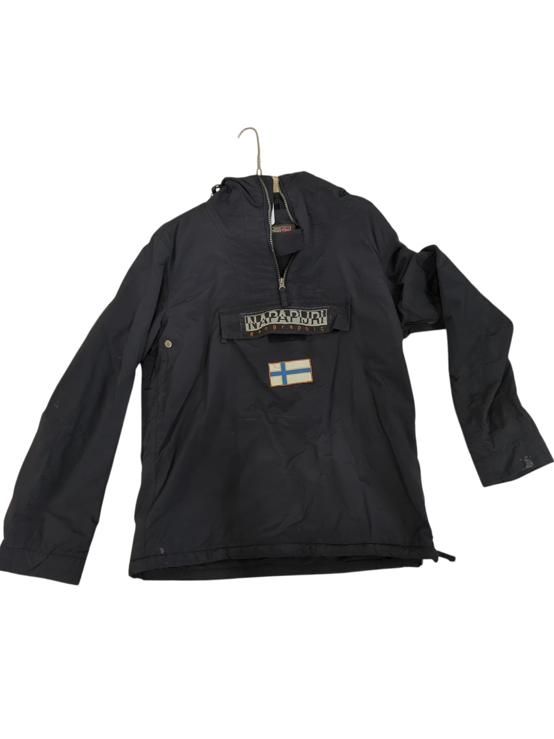 Napapijri Windbreaker Jacket - Black with Nordic Flag Patch