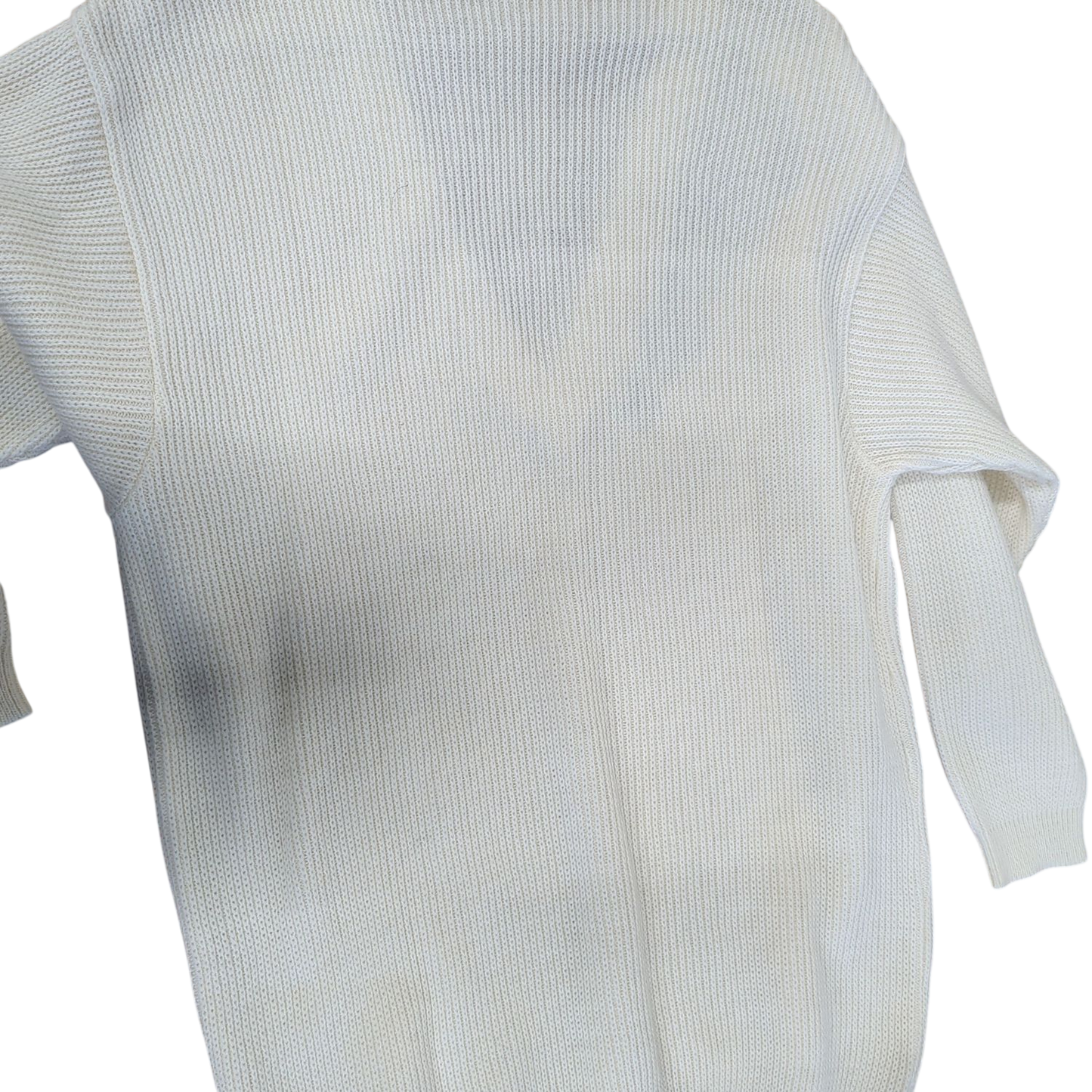 Cream Knit Sweater with Floral Embroidery Detail - V-Neck