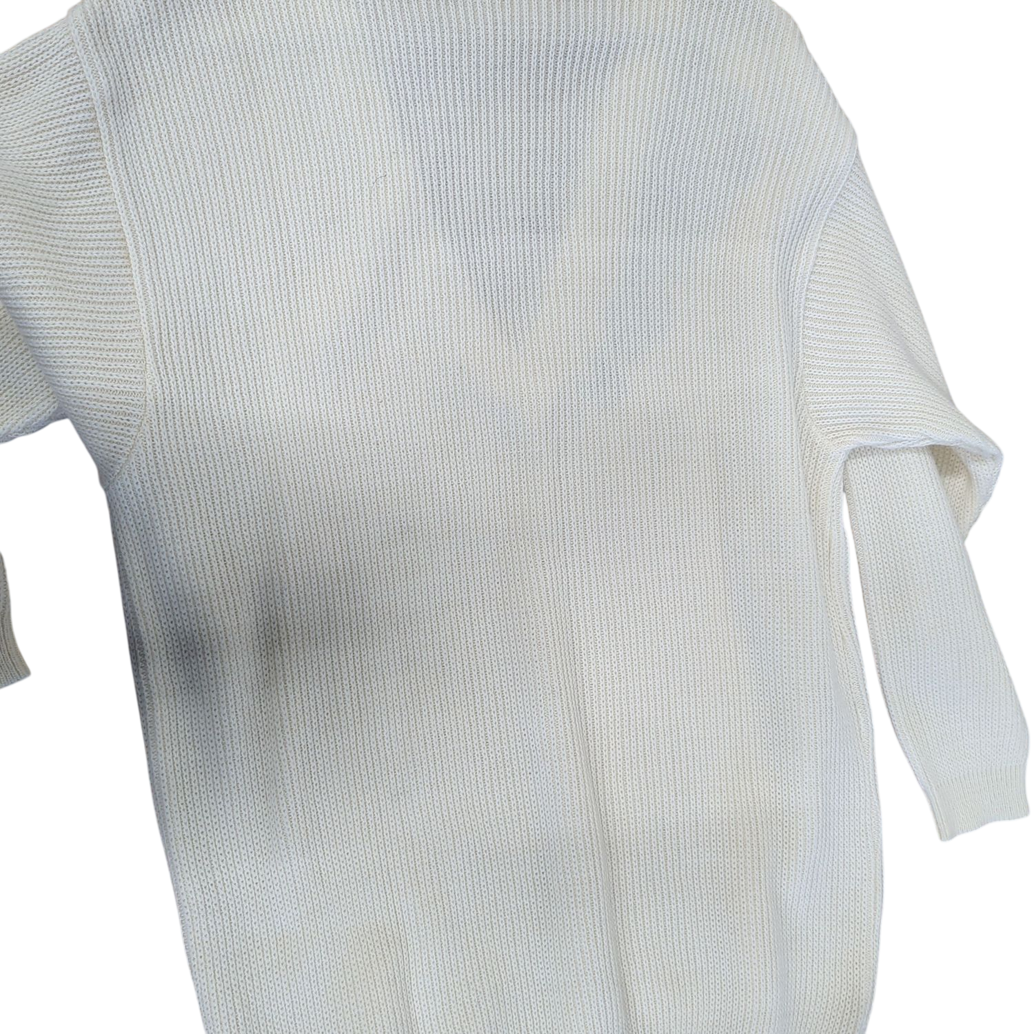 Cream Knit Sweater with Floral Embroidery Detail - V-Neck