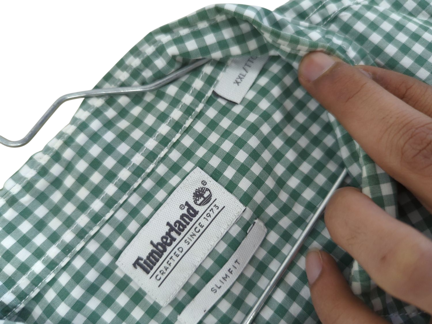 Timberland Green Gingham Check Button-Down Shirt - Slim Fit