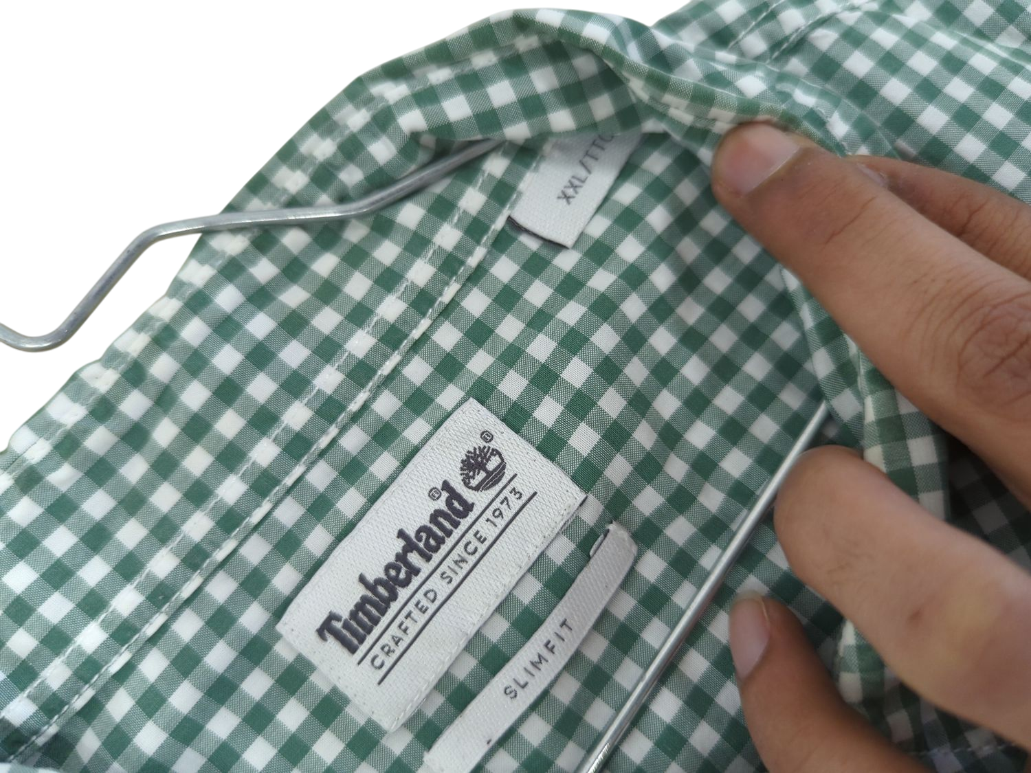 Timberland Green Gingham Check Button-Down Shirt - Slim Fit