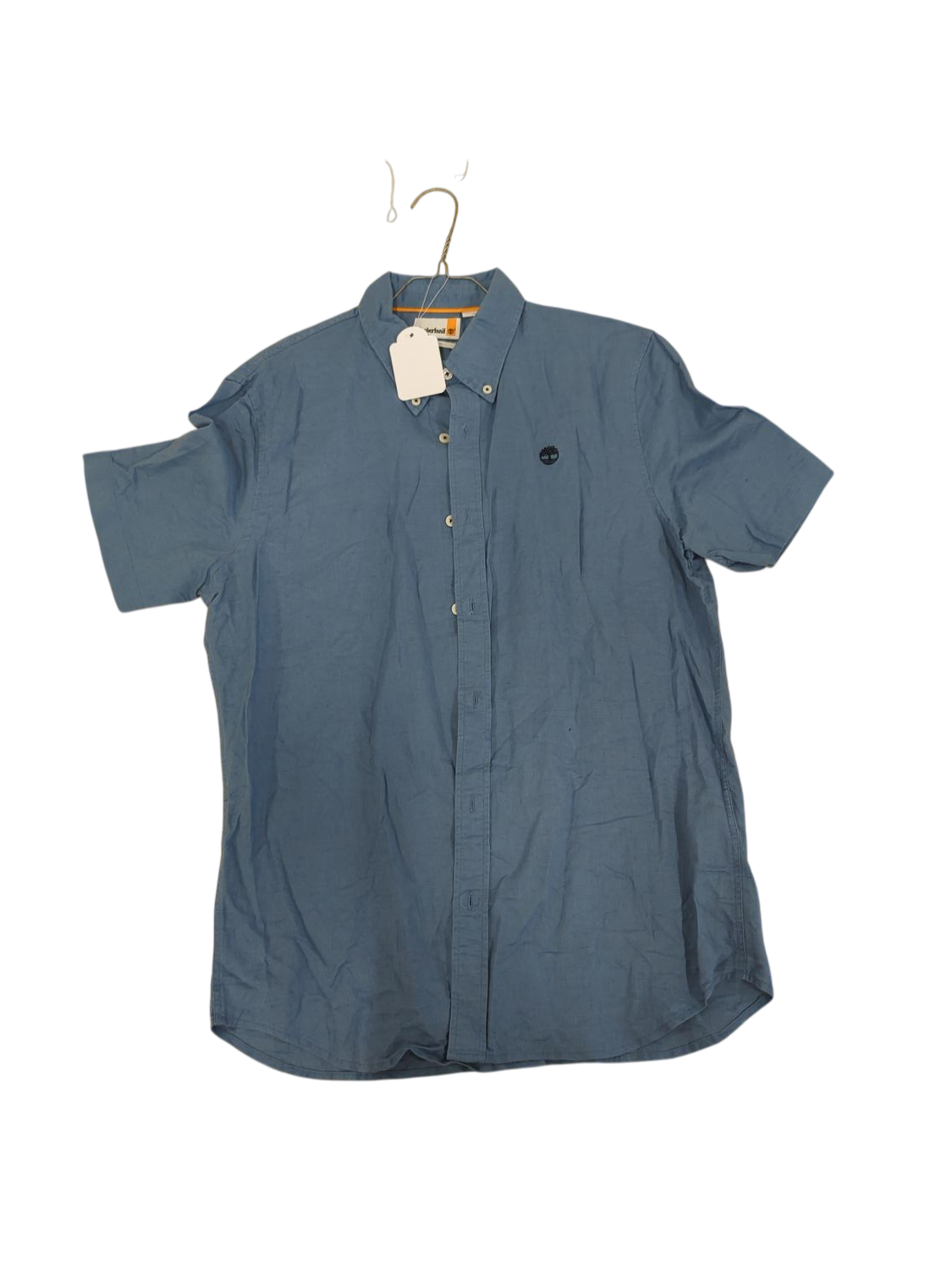 Timberland Blue Short Sleeve Button-Down Shirt - Size M