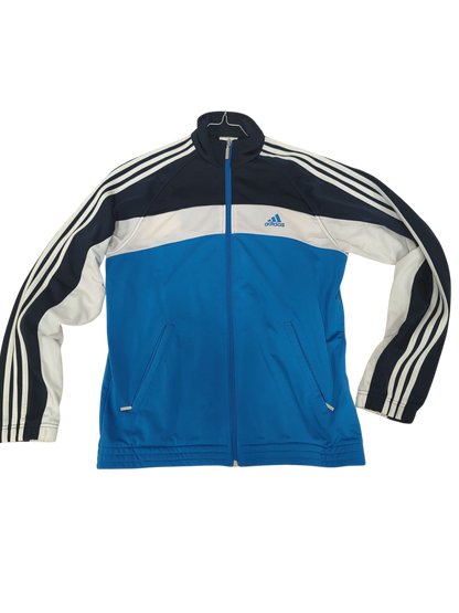 Adidas Blue Windbreaker Jacket with Classic Stripes - Size XL