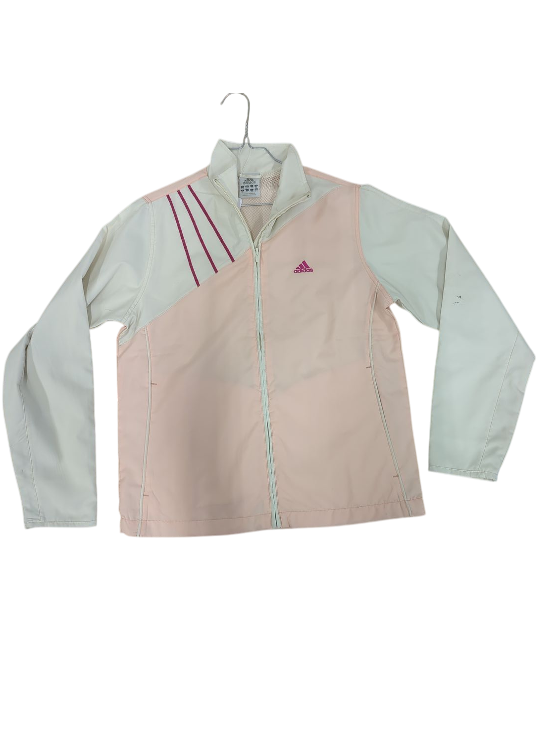 Adidas Pink & White Long Sleeve Polo Shirt - Size D (EU 42/44)