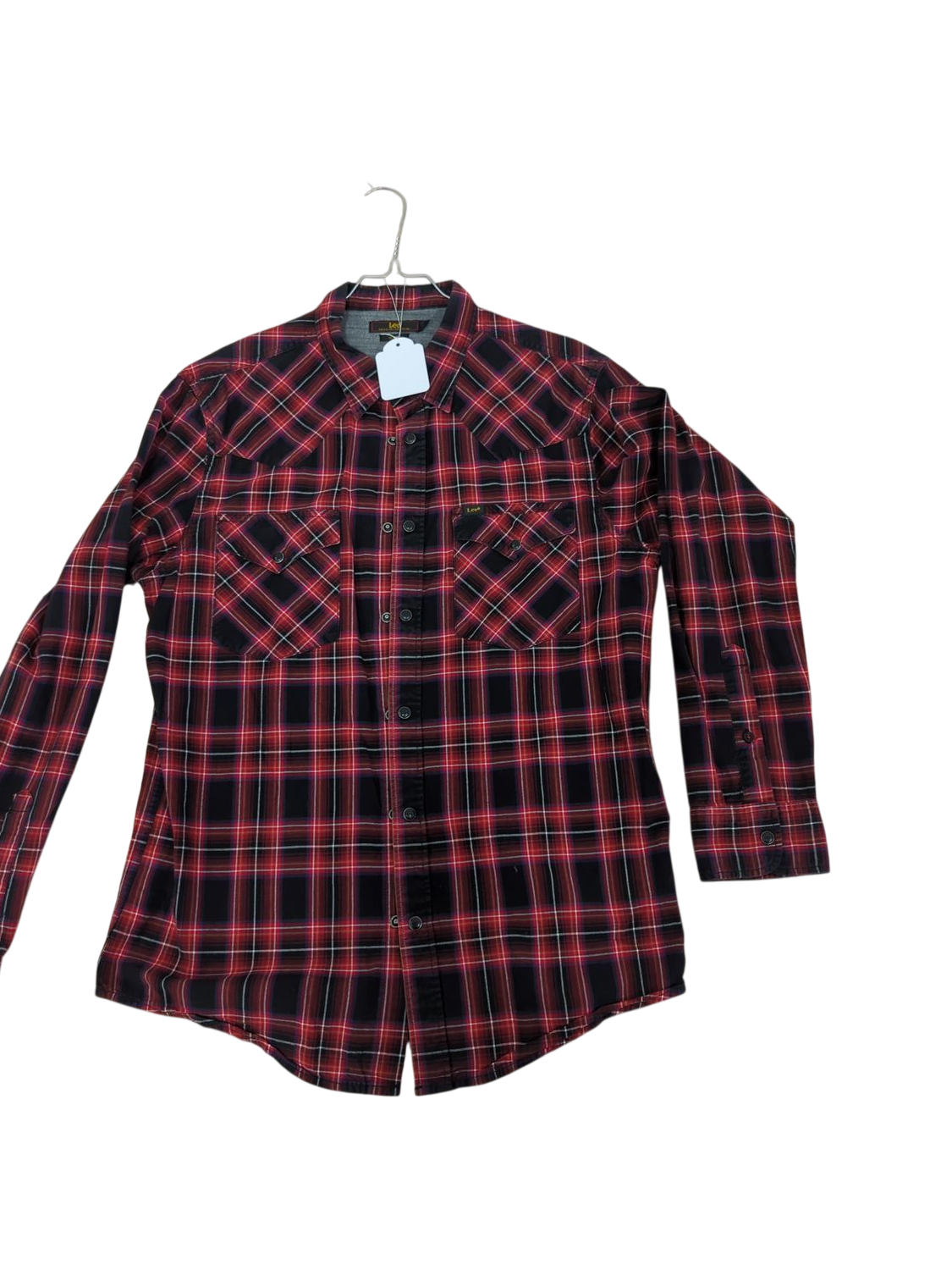 Lee Red & Black Plaid Flannel Button-Down Shirt - Slim Fit