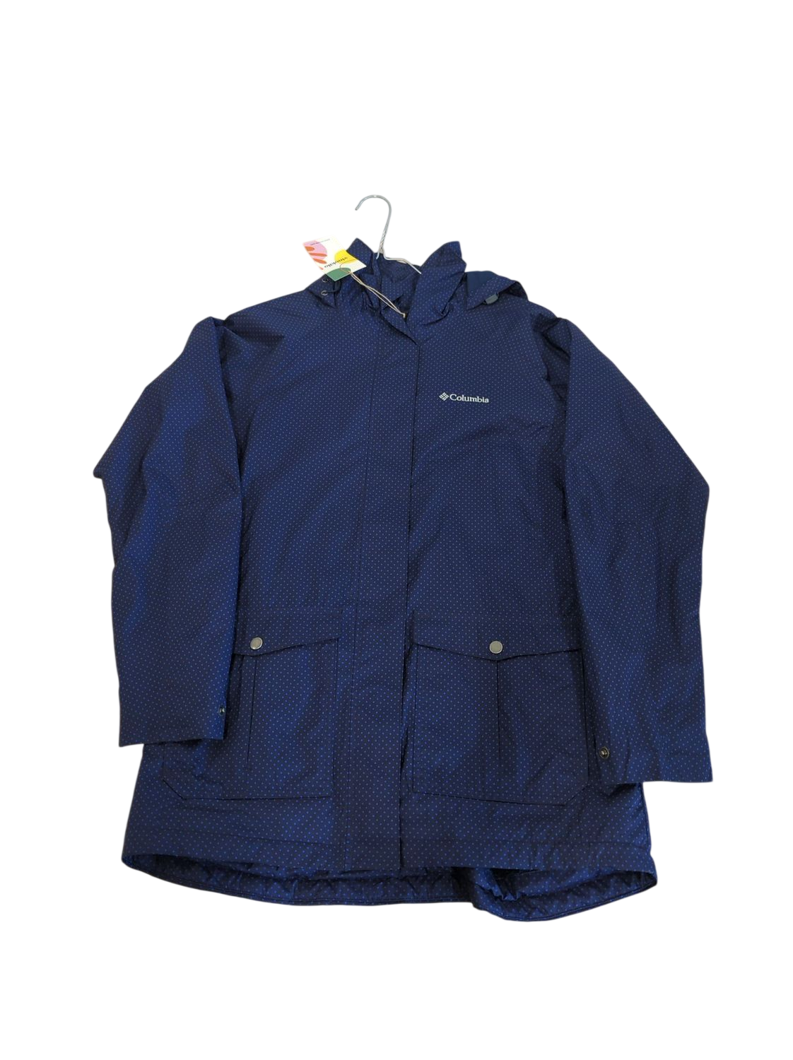 Columbia Omni-Tech Waterproof Navy Blue Polka Dot Jacket - Size M