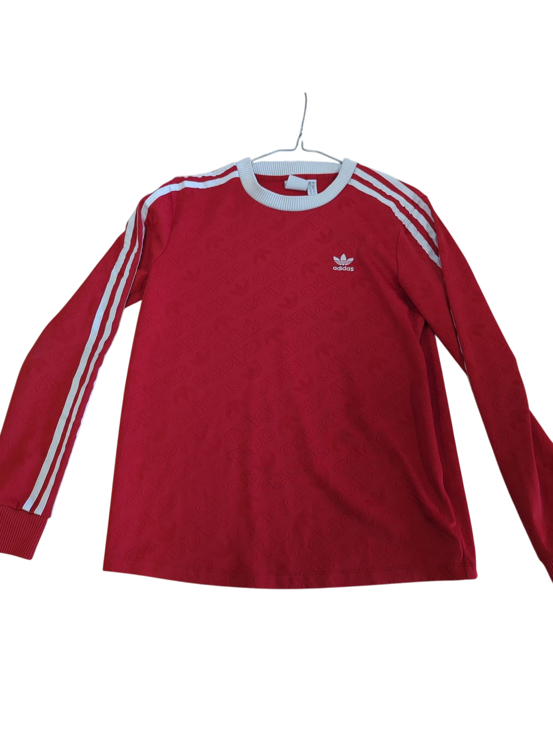 Adidas Red Sweatshirt with Classic 3-Stripes - UK 10/US S