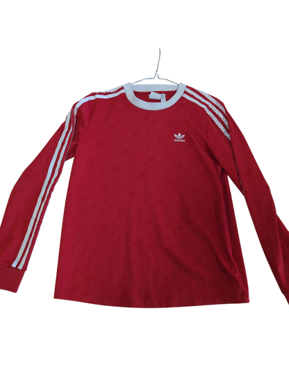 Adidas Red Sweatshirt with Classic 3-Stripes - UK 10/US S