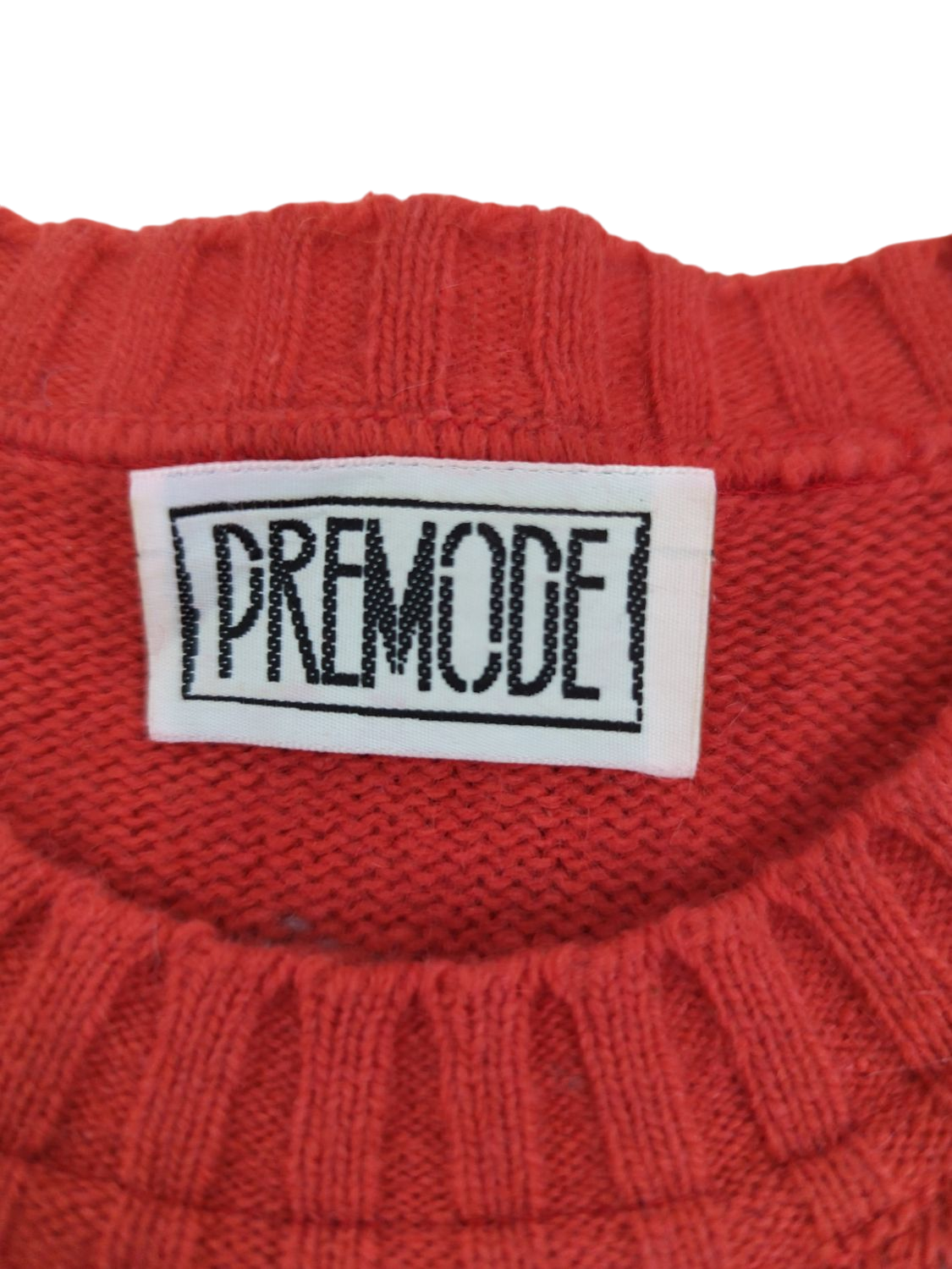 PREMODE Red & Navy Patterned Knit Sweater - Fair Isle Style